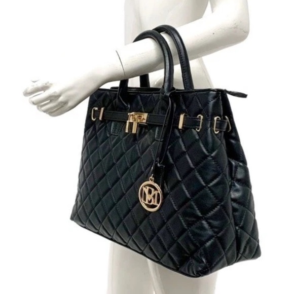 Badgley Mischka Large Quilted Black Tote with Front Lock - NWT - Picture 3 of 7
